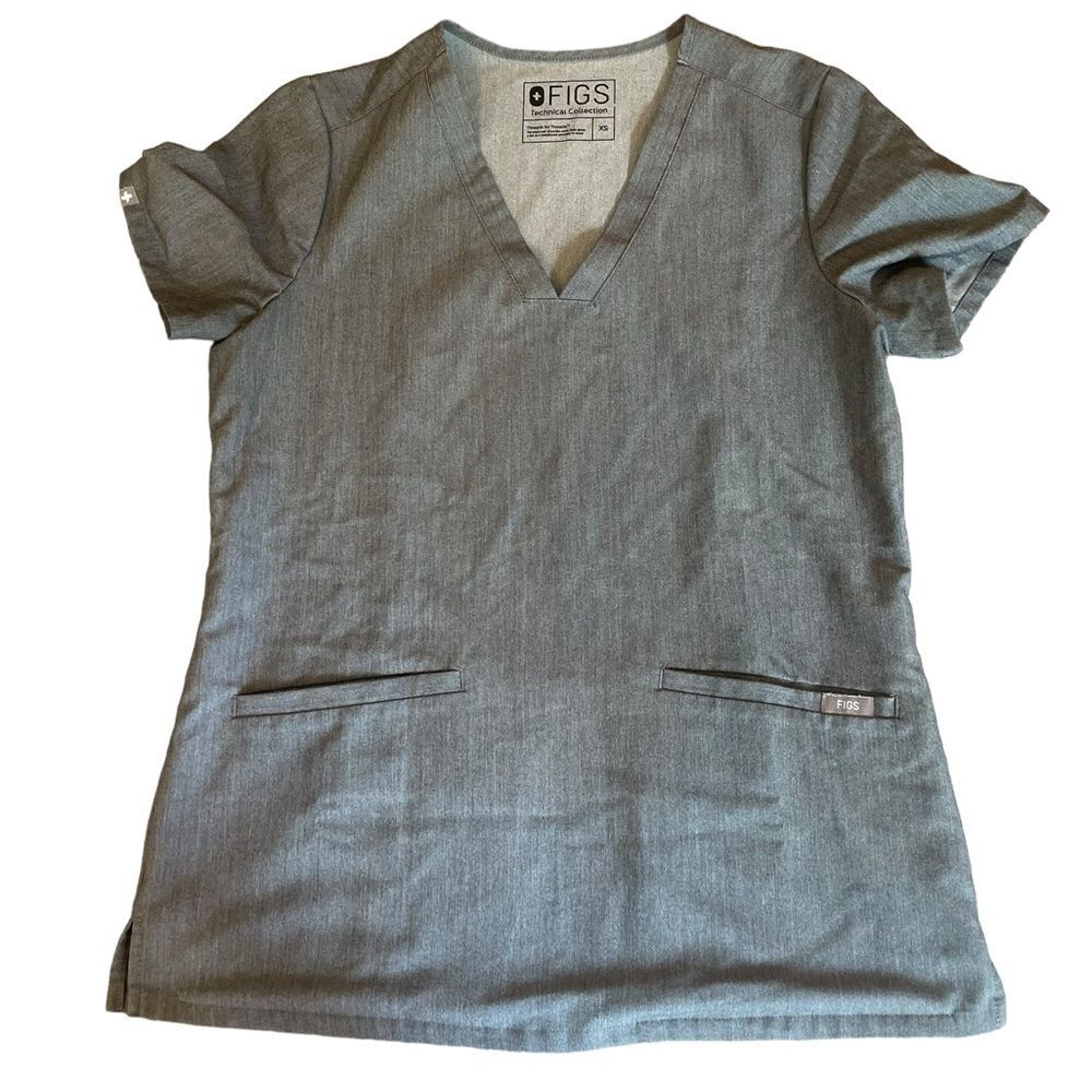 FIGS 3 Pocket Casma Scrub Top In Graphite Womens Size XS